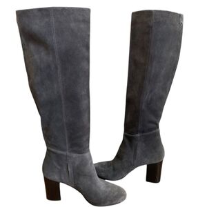Sam Edelman Caprise Gray Suede Pull On Heeled Knee High Boots Size 8.5M
